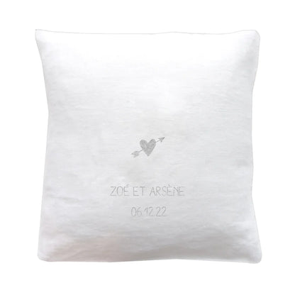 Coussin en lin personnalisé - Cadeau de mariage