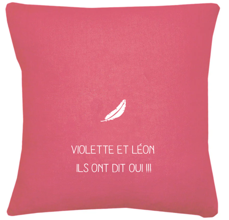 Coussin en lin personnalisé - Cadeau de mariage