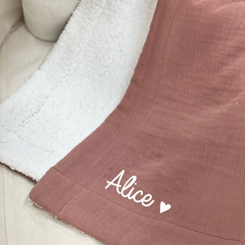 Couverture personnalisée - Double gaze et fourrure