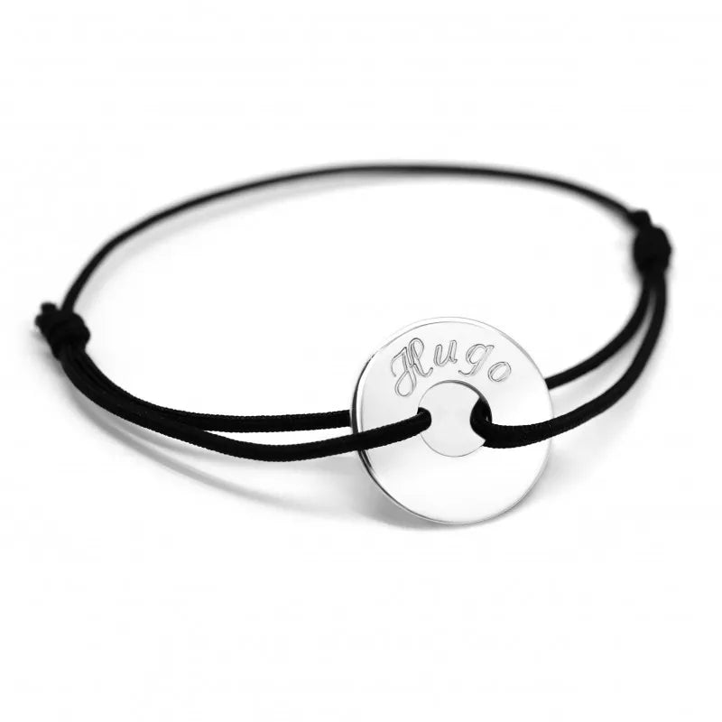 Coffret duo pour couple - Bracelets personnalisés cordon avec jeton Argent et Plaqué Or