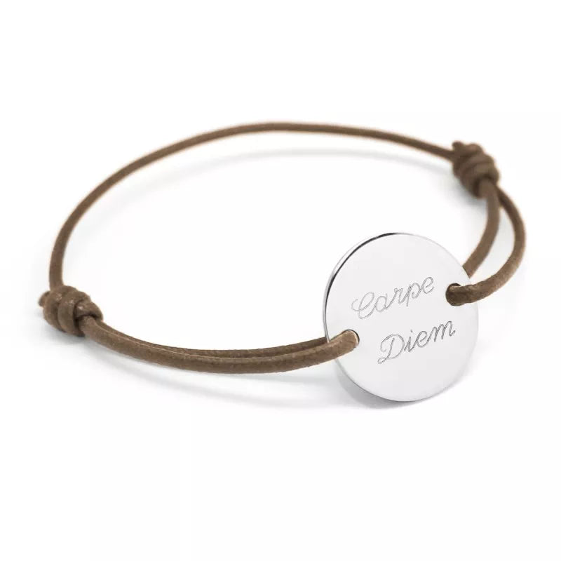 Coffret duo pour couple - Bracelets personnalisés cordon avec médaille Argent et Plaqué Or