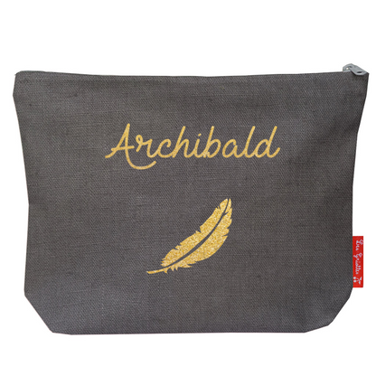 Trousse de toilette personnalisée en lin