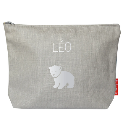 Trousse de toilette personnalisée en lin
