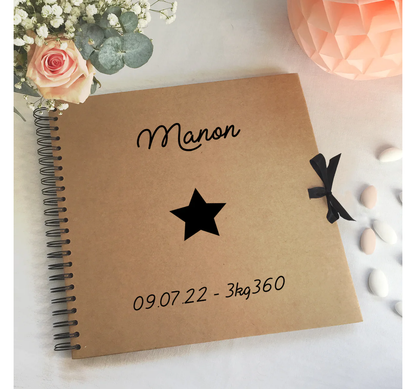 Album photo personnalisé en Kraft - Cadeau bébé
