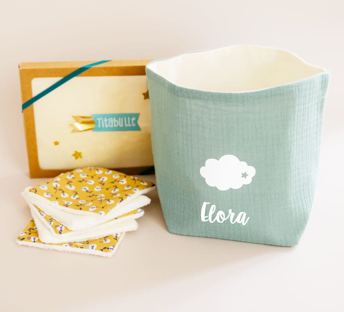 Panière personnalisée + Lingettes réutilisables