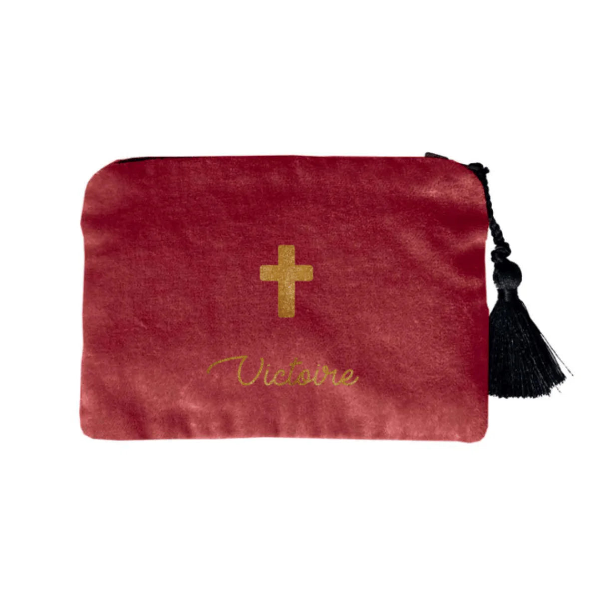 Pochette en velours personnalisée - Cadeau Baptême - Cadeau Communion