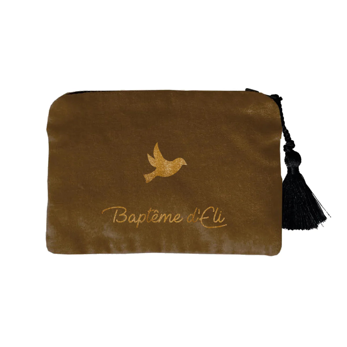 Pochette en velours personnalisée - Cadeau Baptême - Cadeau Communion
