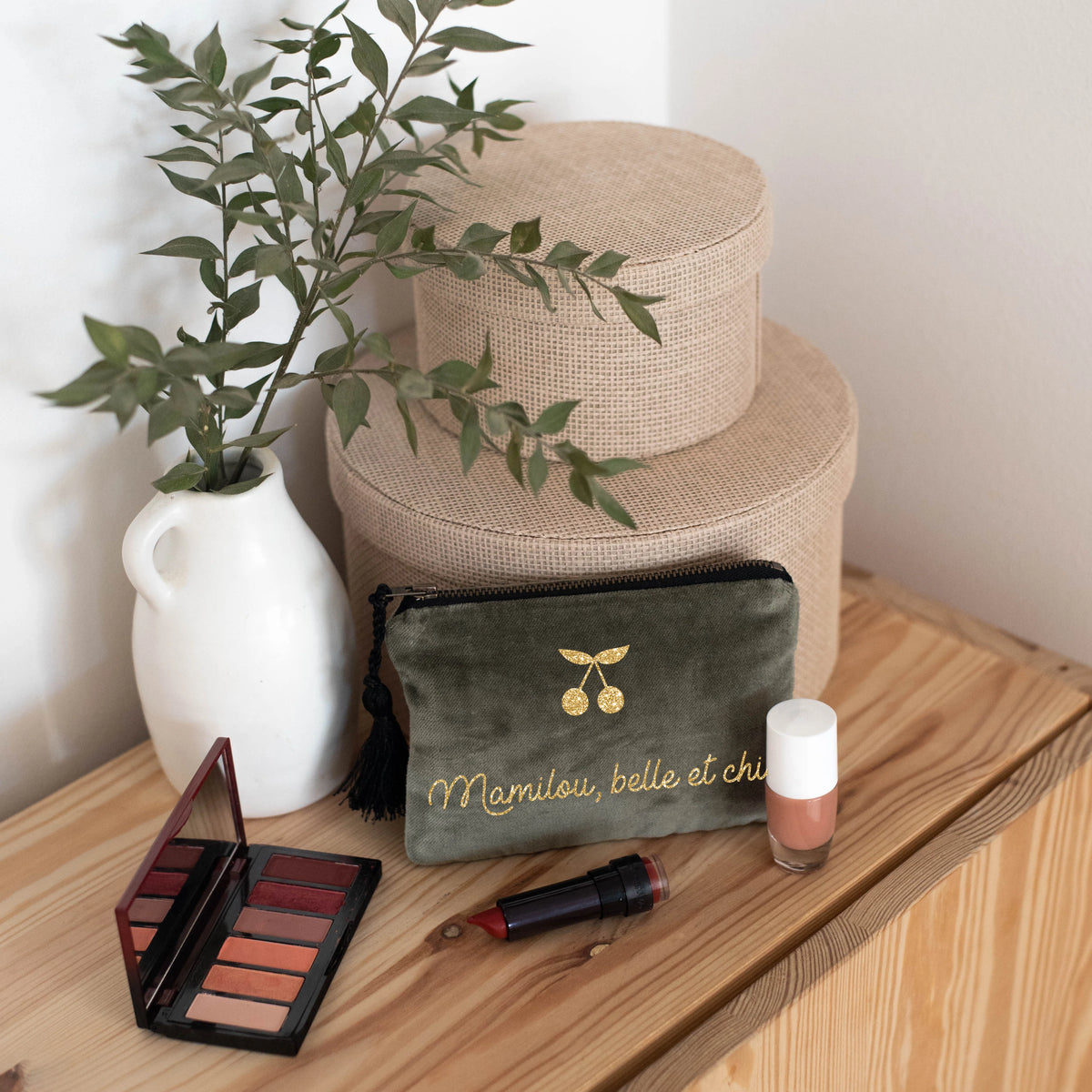 Pochette en velours personnalisée - Cadeau fête des mères