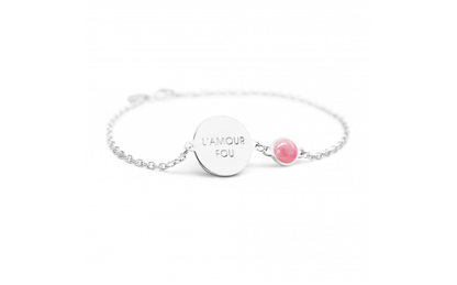 Bracelet médaille et pierre fine personnalisé - Plaqué Or ou Argent