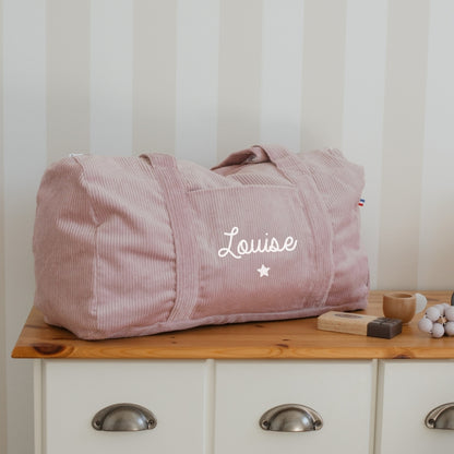 Sac-voyage-personnalisé-velours-cotele-rose