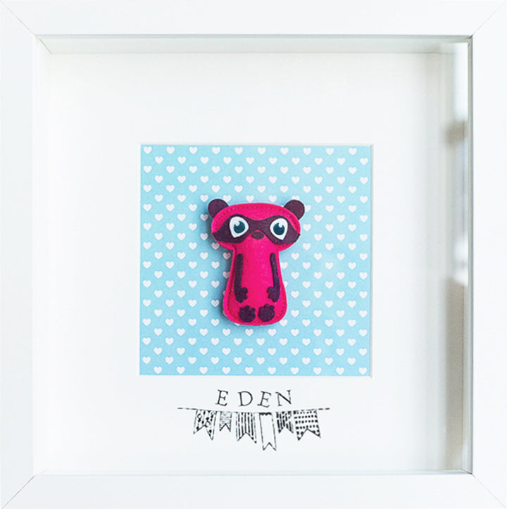 Tableau déco enfant et bébé personnalisé - Petit héros masqué rose