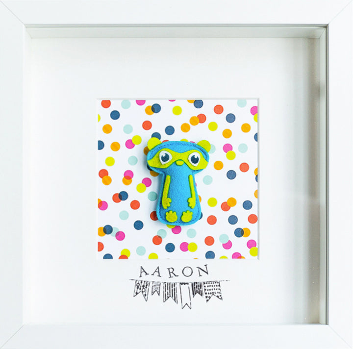 Tableau déco enfant et bébé personnalisé - Petit héros masqué bleu