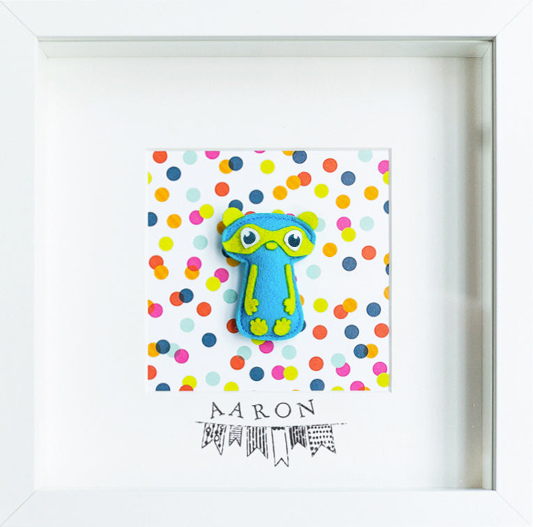 Tableau déco enfant et bébé personnalisé - Petit héros masqué bleu
