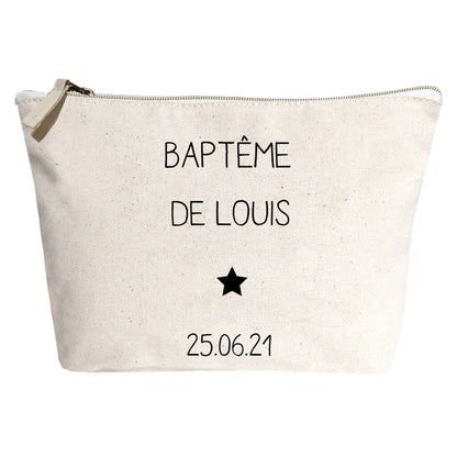 Pochette en coton personnalisée - Cadeau baptême et communion