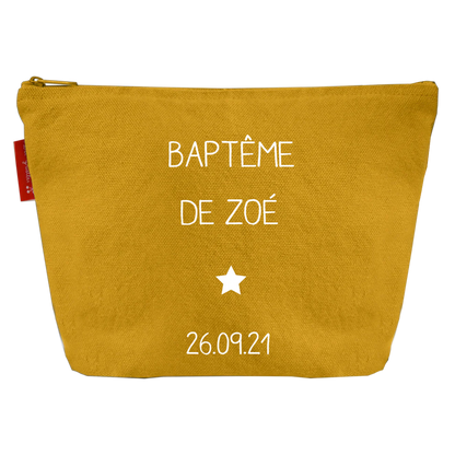 Pochette en coton personnalisée - Cadeau baptême et communion
