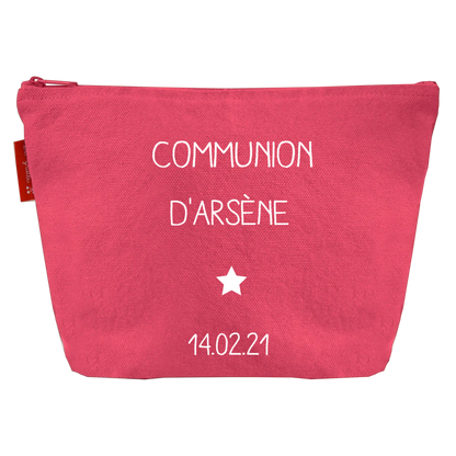 Pochette en coton personnalisée - Cadeau baptême et communion