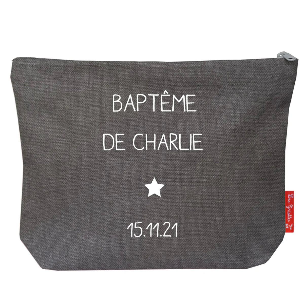 Pochette en lin personnalisée - Cadeau Baptême - Cadeau Communion