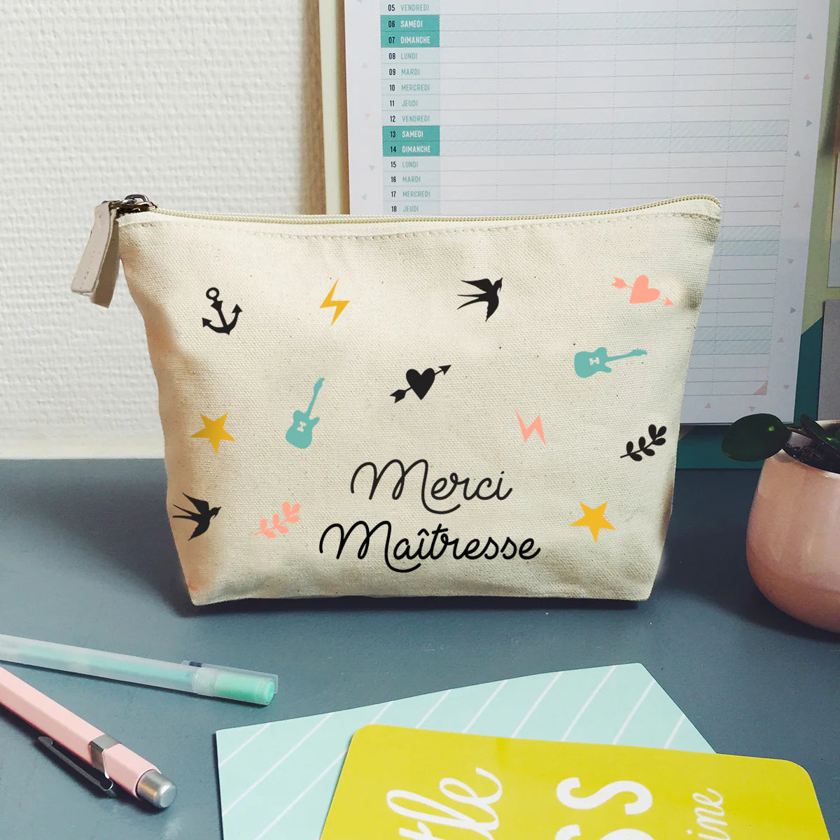 Pochette personnalisée "Merci"- Cadeau Maîtresse, Nounou, Atsem