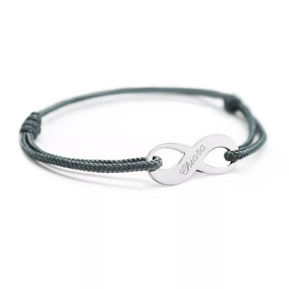 Bracelet cordon personnalisé homme - Signe infini - Argent