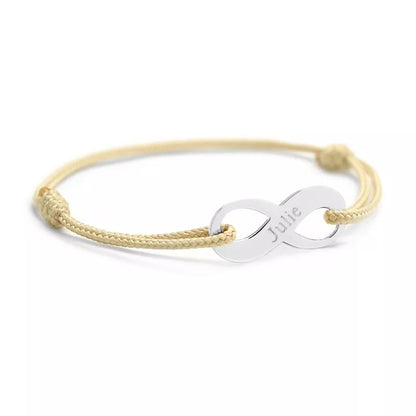 Bracelet cordon personnalisé homme - Signe infini - Argent
