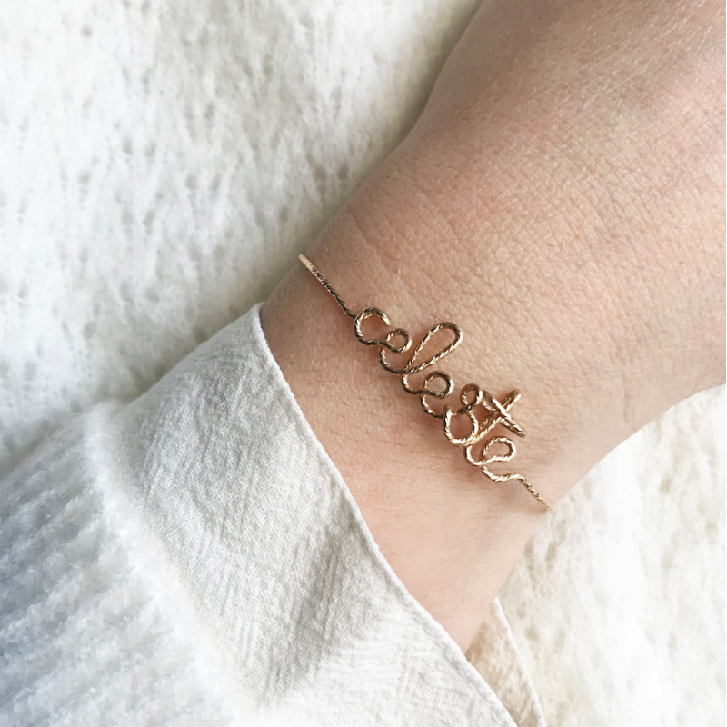 Bracelet personnalisé - Mot sur jonc sparkle