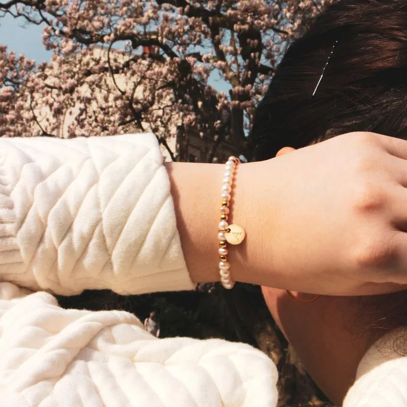 Bracelet perles d'eau douce personnalisé - Cadeau personnalisé