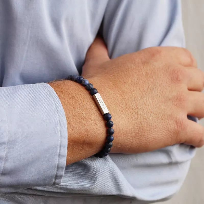 Bracelet homme personnalisé - Perles Sodalites
