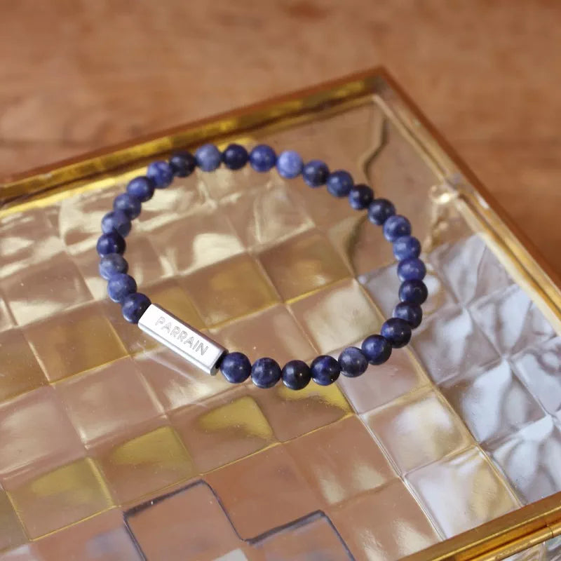 Bracelet homme personnalisé - Perles Sodalites