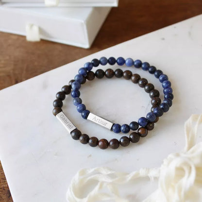 Bracelet homme personnalisé - Perles Sodalites