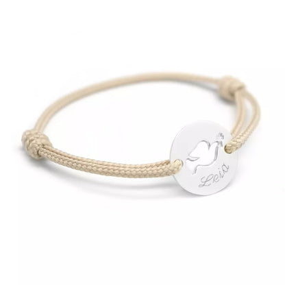Bracelet personnalisé - Mini Jeton Colombe Argent