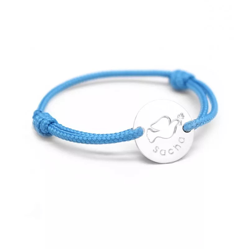 Bracelet personnalisé - Mini Jeton Colombe Argent
