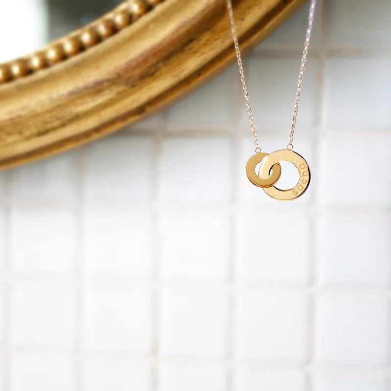 Collier personnalisé - Anneaux enlacés Plaqué or ou Argent