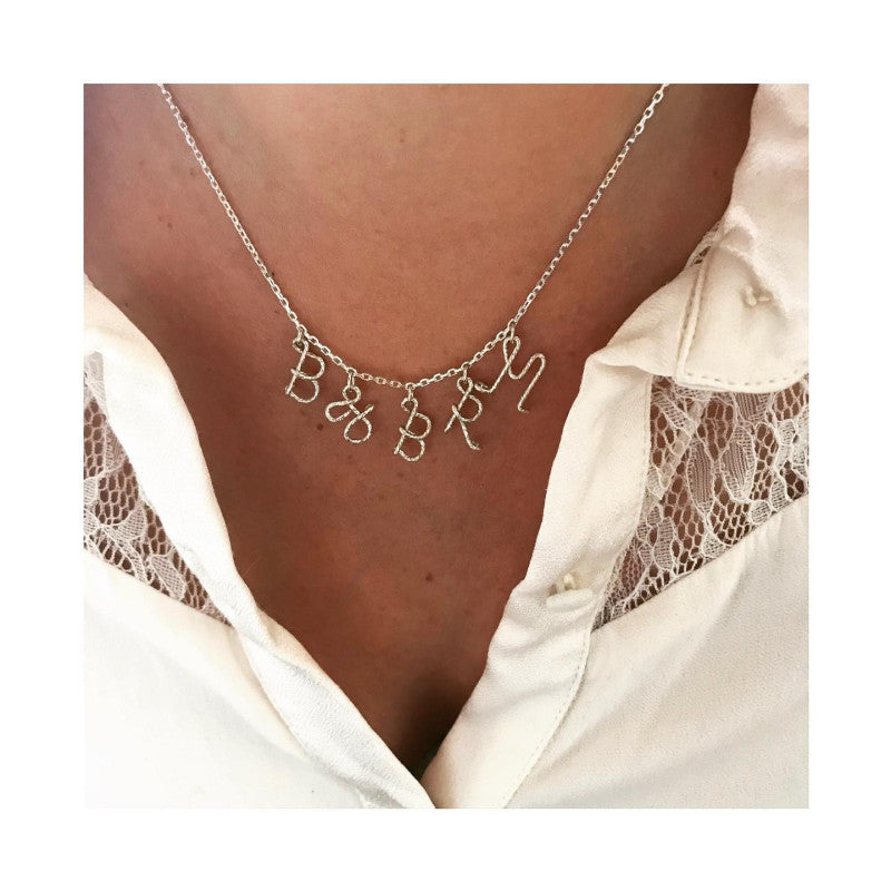 Collier personnalisé - Petite Majuscule sur chaîne sparkle