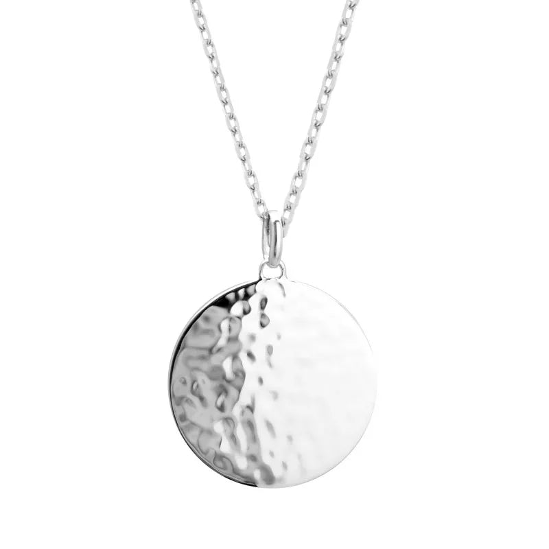 Collier personnalisé - Pendentif médaille martelée - Argent ou Plaqué Or