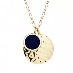 Collier médaille martelée et pierre fine personnalisé - Chaîne mailles allongées - Plaqué Or
