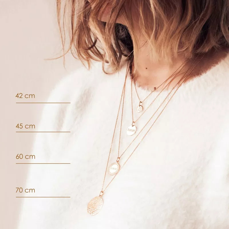 Collier personnalisé médaille ivoire rose des vents - Chaîne perlée - Plaqué Or