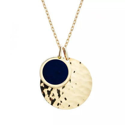Collier médaille martelée et pierre fine personnalisé - Plaqué or