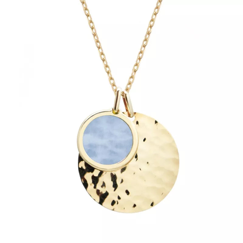 Collier médaille martelée et pierre fine personnalisé - Plaqué or