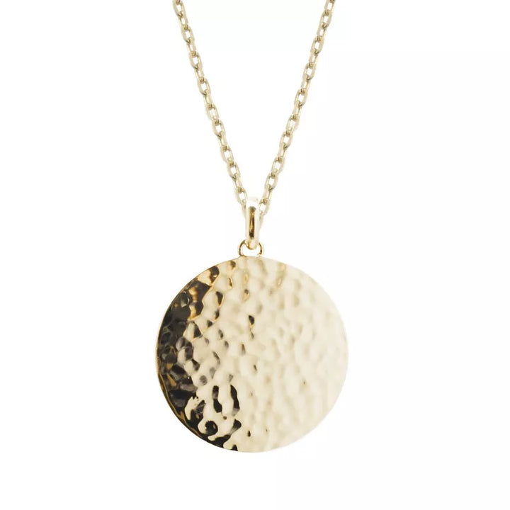 Collier personnalisé - Pendentif médaille martelée - Argent ou Plaqué Or