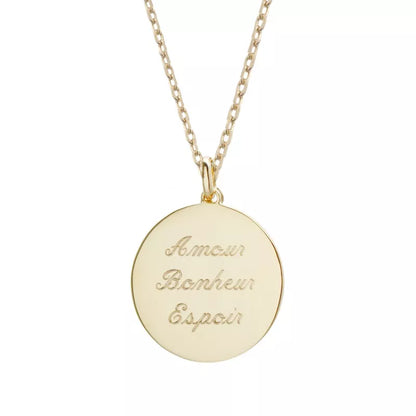 Collier personnalisé - Pendentif médaille martelée - Argent ou Plaqué Or