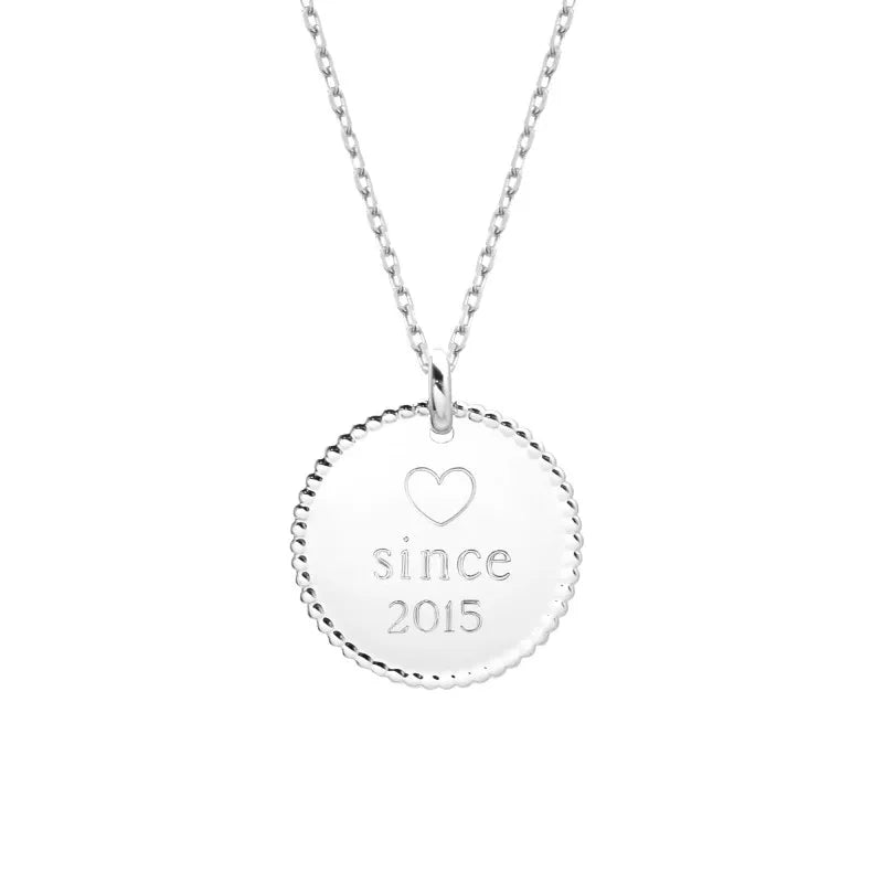 Collier médaille perlée - Argent