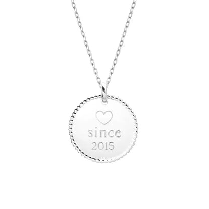 Collier médaille perlée - Argent