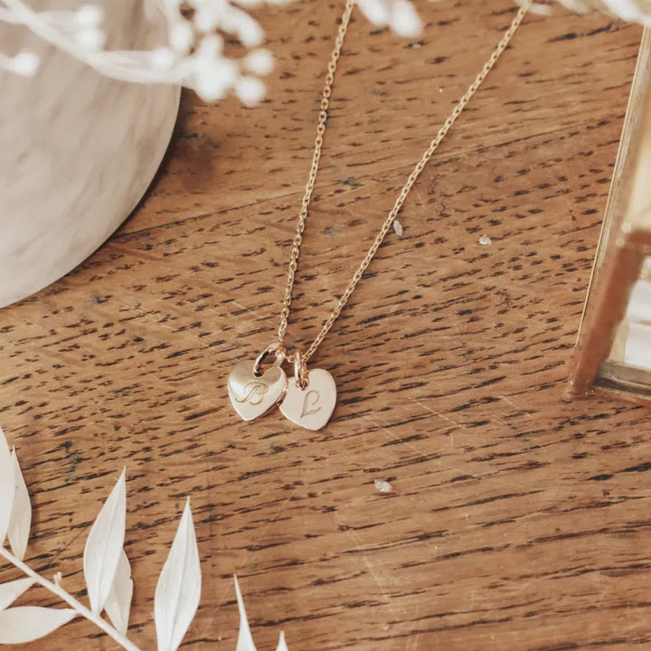Collier personnalisé - Mini charm cœur - Argent - Plaqué or