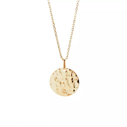 Collier personnalisé - Pendentif petite médaille martelée - Argent ou Plaqué Or