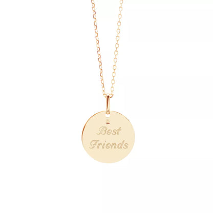 Collier personnalisé - Pendentif petite médaille martelée - Argent ou Plaqué Or