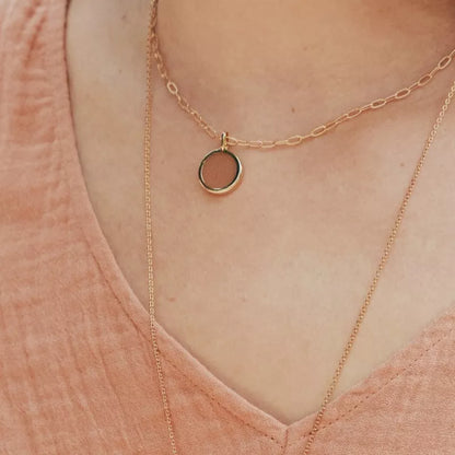 Collier pierre fine personnalisé - Chaîne mailles allongées - Plaqué Or