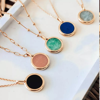 Collier pierre fine personnalisé - Chaîne perlée - Plaqué Or