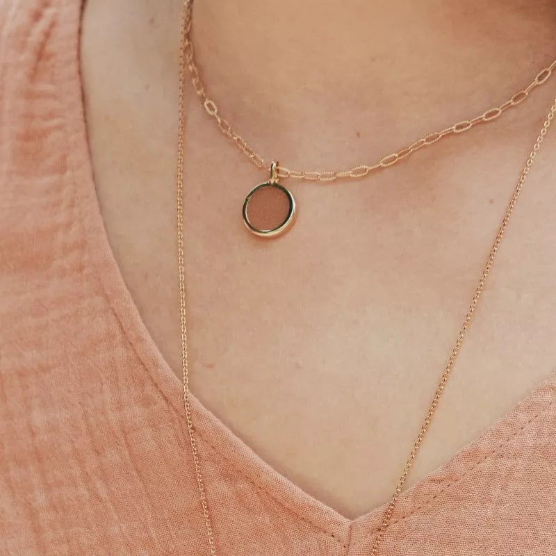 Collier pierre fine personnalisé - Chaîne perlée - Plaqué Or