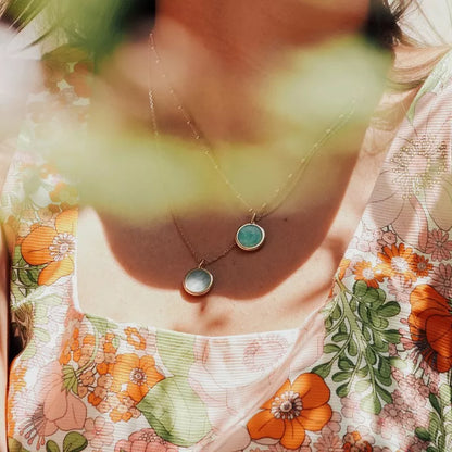 Collier pierre fine personnalisé - Chaîne perlée - Plaqué Or