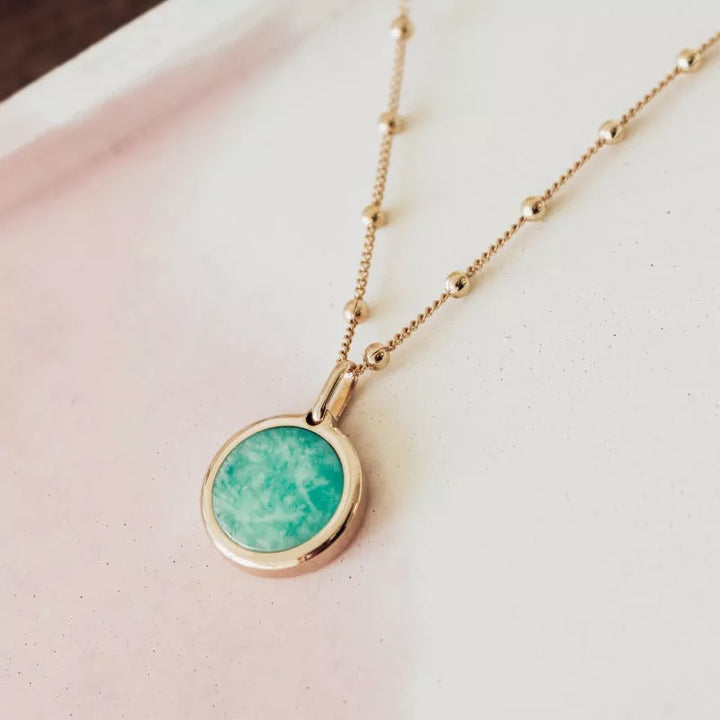 Collier pierre fine personnalisé - Chaîne perlée - Plaqué Or
